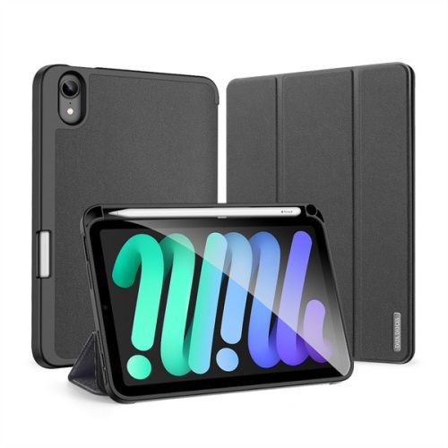 Apple iPad Mini (2021 / 2024) (8.3), mappa tok, Smart Case, érintőceruza tartó, Dux Ducis Domo, fekete