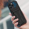Samsung Galaxy A03 SM-A035F, Műanyag hátlap védőtok szilikon belső, közepesen ütésálló, kitámasztóval, kártyatartóval, Wooze Transformer, fekete/zöld