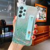 Apple iPhone 12 Mini, Szilikon tok, közepesen ütésálló, kézpánttal, színátmenetes, csillogó minta, Wooze Strap Star, mintás/menta