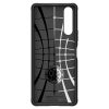 Sony Xperia 10 V, Szilikon tok, Spigen Rugged Armor, karbon minta, fekete