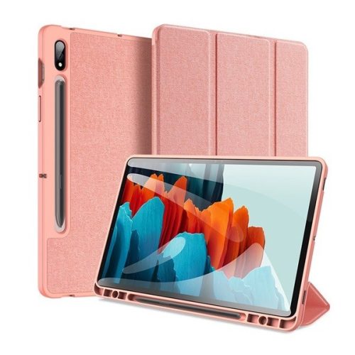 Samsung Galaxy Tab S7 11.0 / Tab S8 11.0, mappa tok, Trifold, érintőceruza tartó, Dux Ducis Domo, rózsaszín