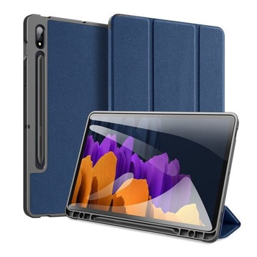 Samsung Galaxy Tab S7 11.0 / Tab S8 11.0, mappa tok, Trifold, érintőceruza tartó, Dux Ducis Domo, sötétkék