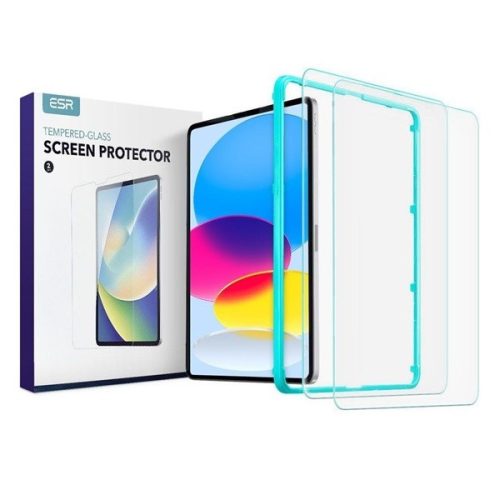 Apple iPad 10.9 (2022) / iPad 11 (2025), Kijelzővédő fólia, ütésálló fólia, Tempered Glass (edzett üveg), ESR Glass, Clear, 2 db / csomag