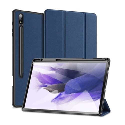Samsung Galaxy Tab S9 Plus 12.4 / Tab S10 Plus 12.4 SM-X810 / X816B / X820 / X826B, mappa tok, Trifold, érintőceruza tartó, Dux Ducis Domo, sötétkék