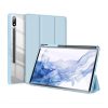 Samsung Galaxy Tab S9 Plus 12.4 / Tab S10 Plus 12.4 SM-X810 / X816B / X820 / X826B, mappa tok, Trifold, légpárnás sarok, közepesen ütésálló, érintőceruza tartó, átlátszó hátlap, Dux Ducis Toby, kék