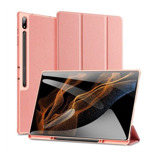 Samsung Galaxy Tab S9 Ultra 14.6 / Tab S10 Ultra 14.6 SM-X910 / X916B / X920 / X926B, mappa tok, Trifold, érintőceruza tartó, Dux Ducis Domo, rózsaszín