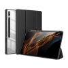 Samsung Galaxy Tab S9 Ultra 14.6 / Tab S10 Ultra 14.6 SM-X910 / X916B / X920 / X926B, mappa tok, Trifold, légpárnás sarok, közepesen ütésálló, S-Pen tartóval, átlátszó hátlap, Dux Ducis Toby, fekete