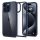 Apple iPhone 15 Pro, Műanyag hátlap védőtok + szilikon keret, Spigen Ultra Hybrid, átlátszó/sötétkék