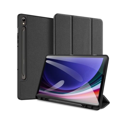 Samsung Galaxy Tab S9 FE (10.9) / Tab S10 FE (10.9) SM-X510 / X516B / X520 / X526, mappa tok, Trifold, érintőceruza tartó, Dux Ducis Domo, fekete