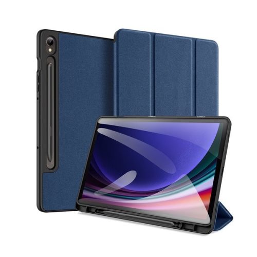 Samsung Galaxy Tab S9 FE (10.9) / Tab S10 FE (10.9) SM-X510 / X516B / X520 / X526, mappa tok, Trifold, érintőceruza tartó, Dux Ducis Domo, sötétkék