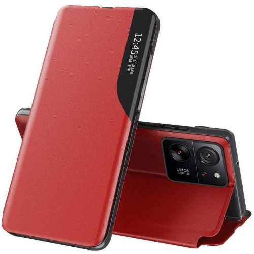 Xiaomi Redmi Note 14 5G (Global), Oldalra nyíló tok, stand, hívás mutatóval, Wooze FashionBook, piros