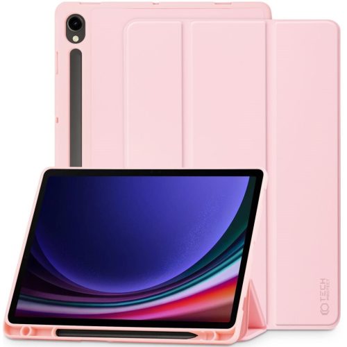 Samsung Galaxy Tab S9 FE (10.9) / Tab S10 FE (10.9) SM-X510 / X516B / X520 / X526, mappa tok, közepesen ütésálló, érintőceruza tartó, érintőceruza nélkül, Trifold, TP SC Pen Holder, rózsaszín