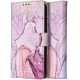Samsung Galaxy A55 5G SM-A556B, Oldalra nyíló tok, stand, mágnes csattal, absztrakt márvány minta, TP Wallett Marble, lila/színes