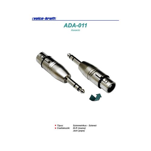 ADA-011 XLR(m) - 6.3 Jack(p) átalakító, sztereó