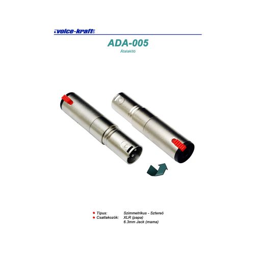 ADA-005 6,3 Jack(m) - XLR(p) átalakító, sztereó