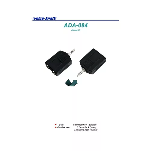 ADA-084 3.5 Jack(p) - 2x3.5 Jack(m) átalakító, sztereó