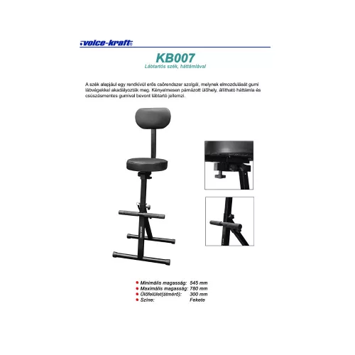 KB007 Lábtartós szék, háttámlával
