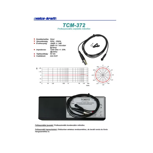 TCM-372 Csíptetős kondenzátor mikrofon