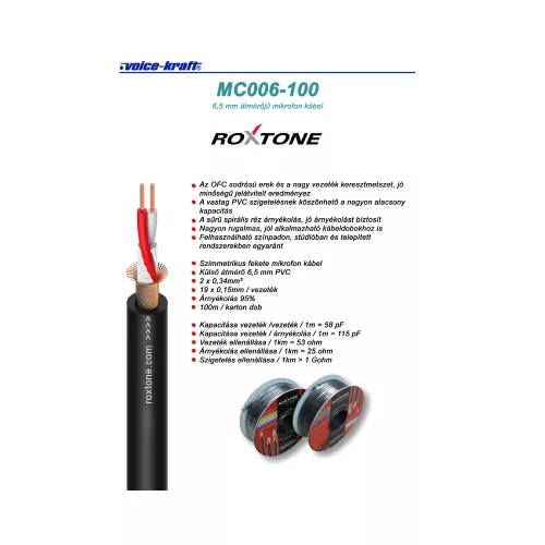 MC006-100 Ø 6,5mm mikrofonkábel (fekete)