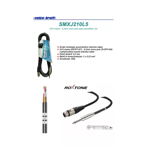 SMXJ210L5 6,3 Jack - XLR(m) kábel, 5m