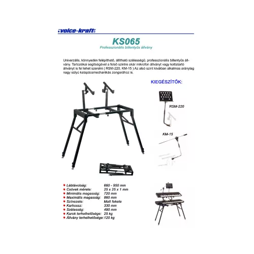 KS065 Professzionális billentyűs állvány (2 szintes)